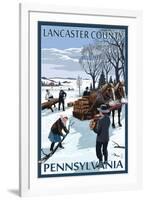 Lancaster County, Pennsylvania - Firewood Winter Scene-Lantern Press-Framed Art Print