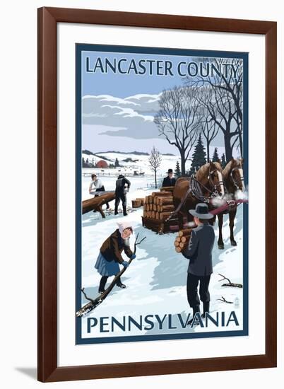 Lancaster County, Pennsylvania - Firewood Winter Scene-Lantern Press-Framed Art Print