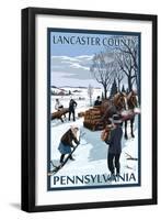 Lancaster County, Pennsylvania - Firewood Winter Scene-Lantern Press-Framed Art Print