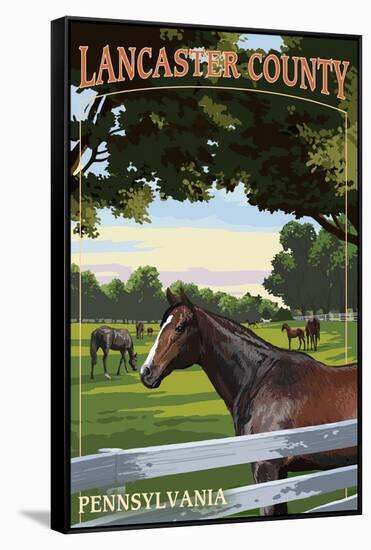 Lancaster County, Pennsylvania - Horse Pasture-Lantern Press-Framed Stretched Canvas