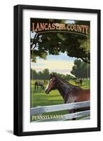 Lancaster County, Pennsylvania - Horse Pasture-Lantern Press-Framed Art Print