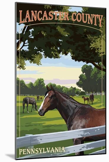 Lancaster County, Pennsylvania - Horse Pasture-Lantern Press-Mounted Art Print