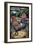 Lancaster County, Pennsylvania - Rooster - Scratchboard-Lantern Press-Framed Art Print