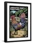 Lancaster County, Pennsylvania - Rooster - Scratchboard-Lantern Press-Framed Art Print