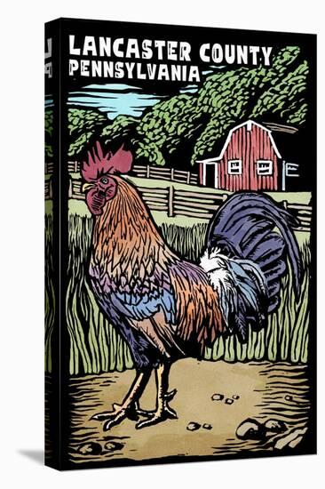 Lancaster County, Pennsylvania - Rooster - Scratchboard-Lantern Press-Stretched Canvas