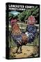 Lancaster County, Pennsylvania - Rooster - Scratchboard-Lantern Press-Stretched Canvas