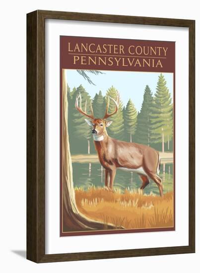 Lancaster County, Pennsylvania - White Tailed Deer-Lantern Press-Framed Art Print