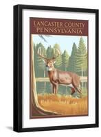 Lancaster County, Pennsylvania - White Tailed Deer-Lantern Press-Framed Art Print