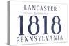 Lancaster, Pennsylvania - Established Date (Blue)-Lantern Press-Stretched Canvas