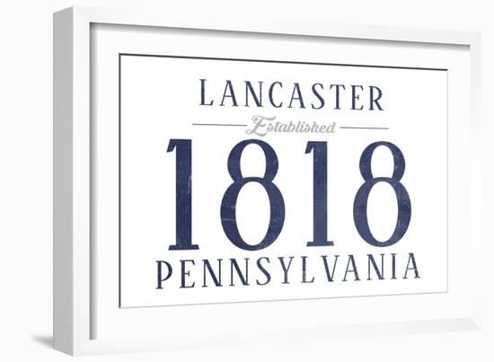 Lancaster, Pennsylvania - Established Date (Blue)-Lantern Press-Framed Art Print