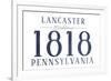 Lancaster, Pennsylvania - Established Date (Blue)-Lantern Press-Framed Art Print