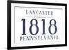 Lancaster, Pennsylvania - Established Date (Blue)-Lantern Press-Framed Art Print