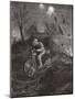 Lance-Corporal C C Parrott Carrying Messages on His Motor-Bicycle Along Roads Swept by Shellfire-H. Ripperger-Mounted Giclee Print