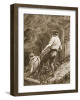 Lance-Corporal Clapson Dragging an Officer, Who Had Been Gassed, Out of a Mine (Litho)-Alfred Pearse-Framed Giclee Print