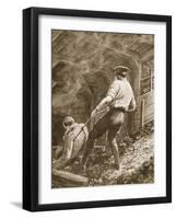 Lance-Corporal Clapson Dragging an Officer, Who Had Been Gassed, Out of a Mine (Litho)-Alfred Pearse-Framed Giclee Print