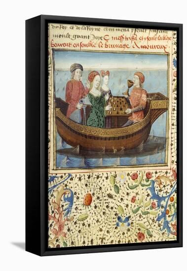 Lancelot and Guinevere Playing Chess-null-Framed Stretched Canvas