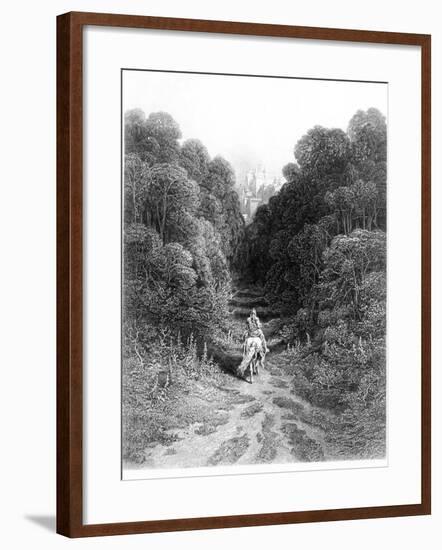 Lancelot Approaches Castle at Astolat, Illustration from 'Idylls of King' by Alfred Tennyson-Gustave Doré-Framed Giclee Print