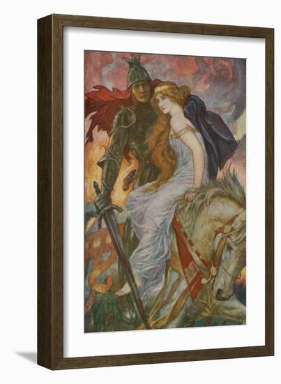 Lancelot Bears Off Guenevere-Henry Justice Ford-Framed Giclee Print