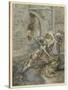 Lancelot Kills Dragon-Arthur Rackham-Stretched Canvas