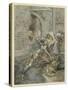 Lancelot Kills Dragon-Arthur Rackham-Stretched Canvas