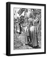 Lancelot Meets Two Knights at the Mill, Illustration from 'The Story of King Arthur and His Knights-Howard Pyle-Framed Giclee Print