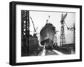 Lancement du Navire croiseur "Zara",1930-Charles Delius-Framed Giclee Print