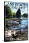 Land Between the Lakes, Kentucky - Pontoon Boats-Lantern Press-Stretched Canvas