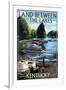 Land Between the Lakes, Kentucky - Pontoon Boats-Lantern Press-Framed Art Print