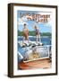 Land Between the Lakes, Kentucky - Water Skiing-Lantern Press-Framed Art Print