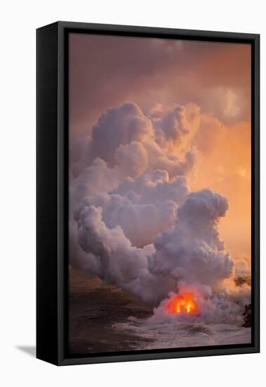 Land Birth, Lava Meets the Ocean - The Big Island, Hawaii-Vincent James-Framed Stretched Canvas