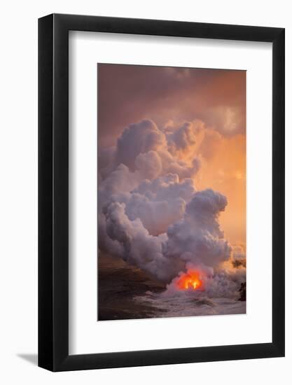 Land Birth, Lava Meets the Ocean - The Big Island, Hawaii-Vincent James-Framed Photographic Print