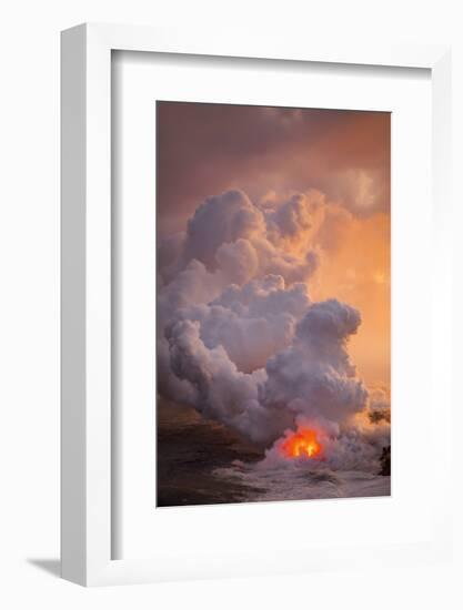 Land Birth, Lava Meets the Ocean - The Big Island, Hawaii-Vincent James-Framed Photographic Print