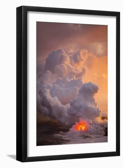 Land Birth, Lava Meets the Ocean - The Big Island, Hawaii-Vincent James-Framed Premium Photographic Print