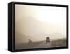 Land Cruiser Driving Along Dusty Road, Between Zagora and Tata, Morocco, North Africa, Africa-Jane Sweeney-Framed Stretched Canvas