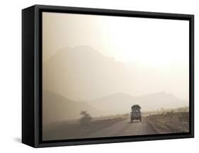 Land Cruiser Driving Along Dusty Road, Between Zagora and Tata, Morocco, North Africa, Africa-Jane Sweeney-Framed Stretched Canvas