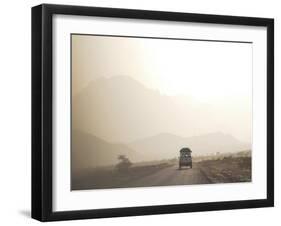 Land Cruiser Driving Along Dusty Road, Between Zagora and Tata, Morocco, North Africa, Africa-Jane Sweeney-Framed Photographic Print