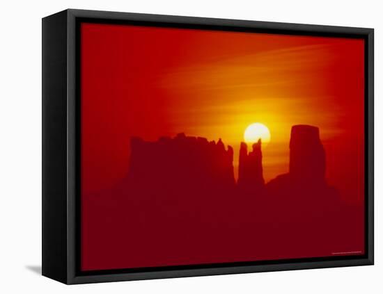 Land Formations and Red Sky, Navajo Reservation, Monument Valley Tribal Park, Arizona, USA-Jerry Ginsberg-Framed Stretched Canvas