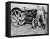 Land Girl Working with a Tractor on a Farm During World War I-Robert Hunt-Framed Stretched Canvas