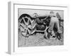 Land Girl Working with a Tractor on a Farm During World War I-Robert Hunt-Framed Photographic Print