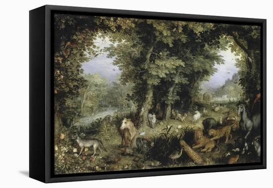Land of Paradise-Jan Brueghel the Elder-Framed Stretched Canvas