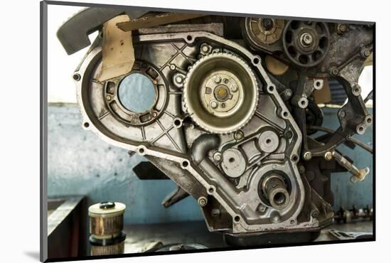 Land Rover Engine in Garage, Zambia-Paul Souders-Mounted Photographic Print