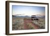 Land Rover Game Vehicle Parked by Sand Road at Sunrise-Lee Frost-Framed Photographic Print