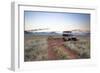 Land Rover Game Vehicle Parked by Sand Road at Sunrise-Lee Frost-Framed Photographic Print