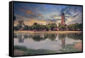 Land Scape of Ancient and Old Pagoda in History Temple of Ayuthaya World Heritage Sites of Unesco C-khunaspix-Framed Stretched Canvas