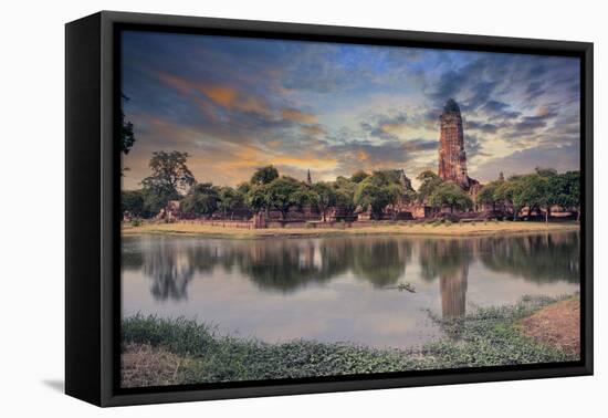 Land Scape of Ancient and Old Pagoda in History Temple of Ayuthaya World Heritage Sites of Unesco C-khunaspix-Framed Stretched Canvas