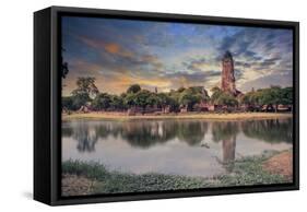 Land Scape of Ancient and Old Pagoda in History Temple of Ayuthaya World Heritage Sites of Unesco C-khunaspix-Framed Stretched Canvas