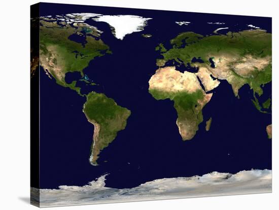 Land Surface, Shallow Water, and Shaded Topography-Stocktrek Images-Stretched Canvas