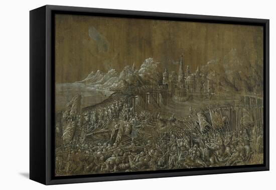 Landaknechten, Battle on a Bridge-Albrecht Altdorfer-Framed Stretched Canvas