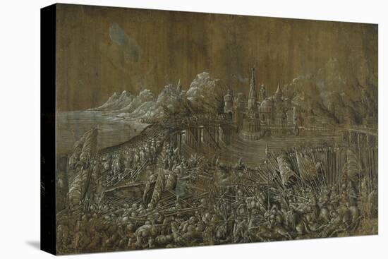Landaknechten, Battle on a Bridge-Albrecht Altdorfer-Stretched Canvas