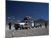 Landcruisers and Tourists on Jeep Tour Taking a Break on Uyuni Salt Flat, Bolivia, South America-Aaron McCoy-Mounted Photographic Print